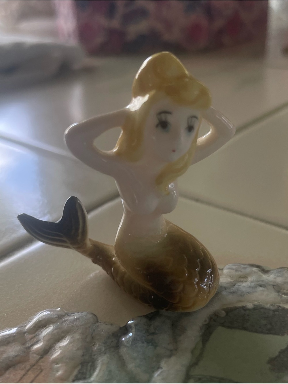 Vintage Hand-Painted Ceramic miniature Mermaid darling